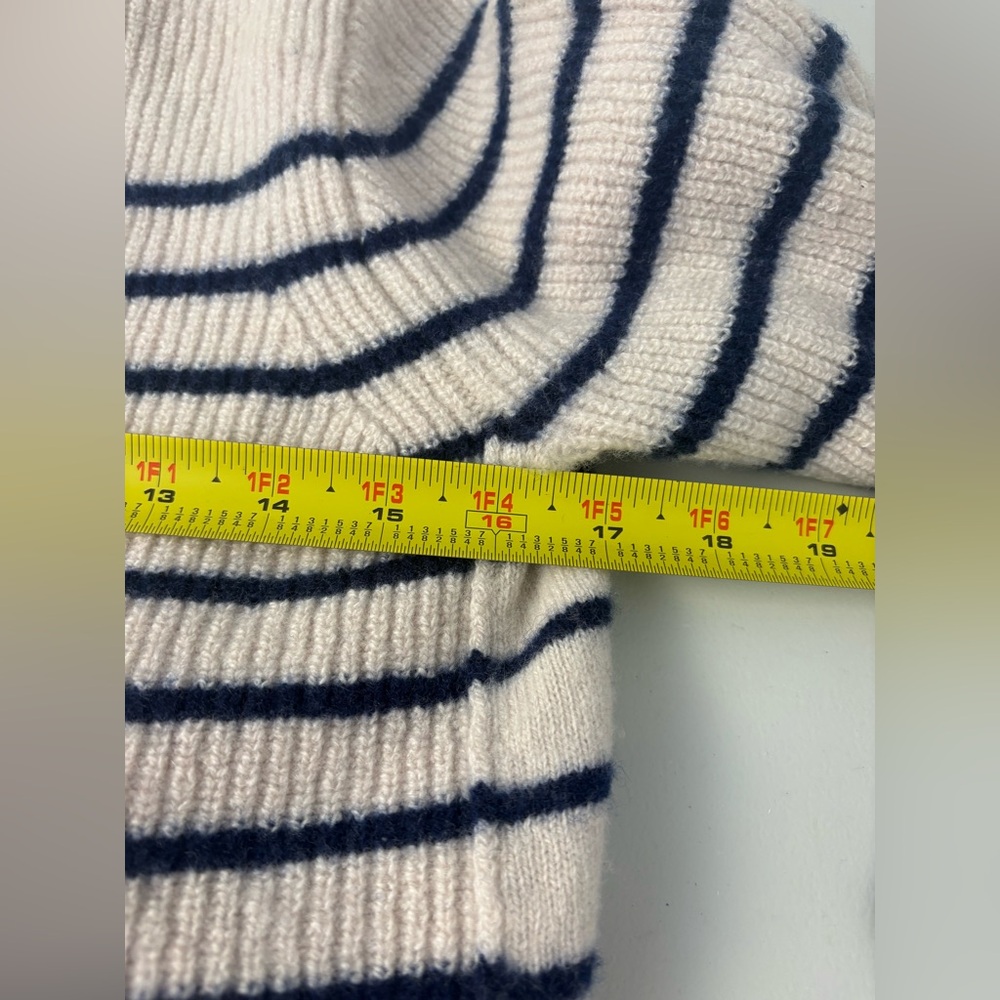 Madewell SoftWool V-Neck Cardigan in Cream Navy Stripe Cashmere Blend XL GUC - Picture 6 of 7